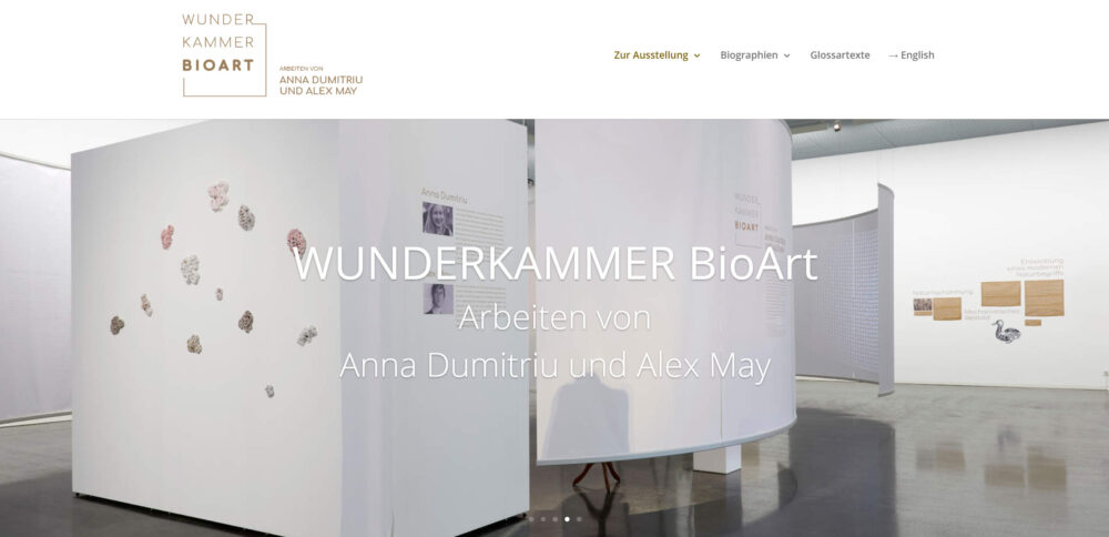 Website der Ausstellung Wunderkammer-Bioart